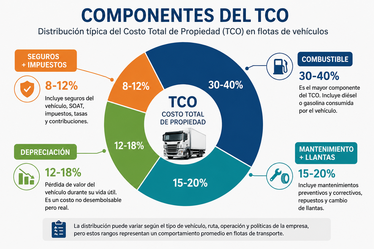 Gráfico TCO comparativo - Componentes del costo total de propiedad