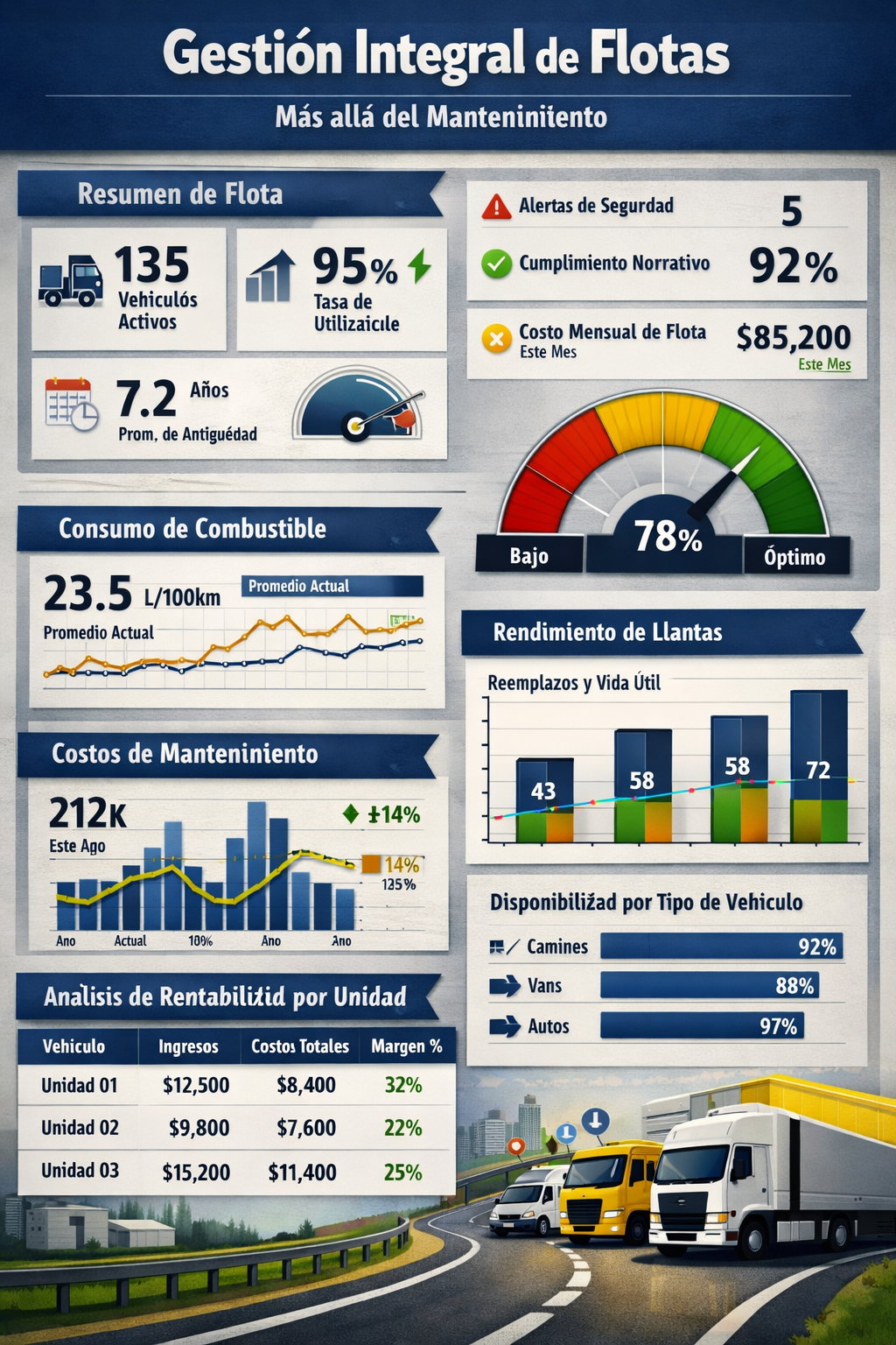 Dashboard de gestión e indicadores de flota - Power BI
